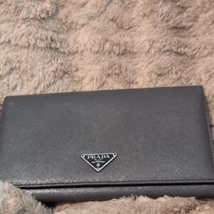 Prada Charcoal Leather Wallet
